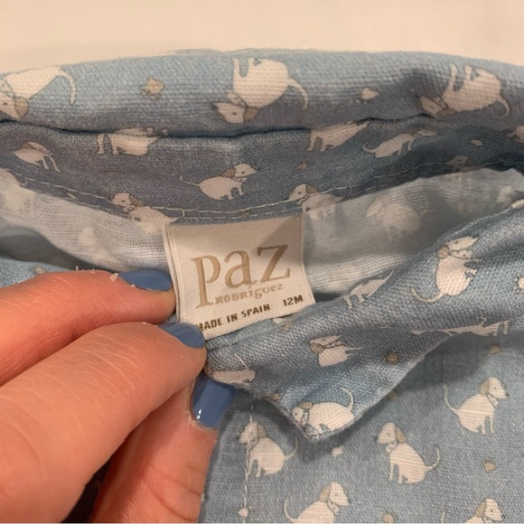 Paz Rodriguez Boys Printed Dog Button Down Shirt & matching shorts - 12 Months - Picture 7 of 9